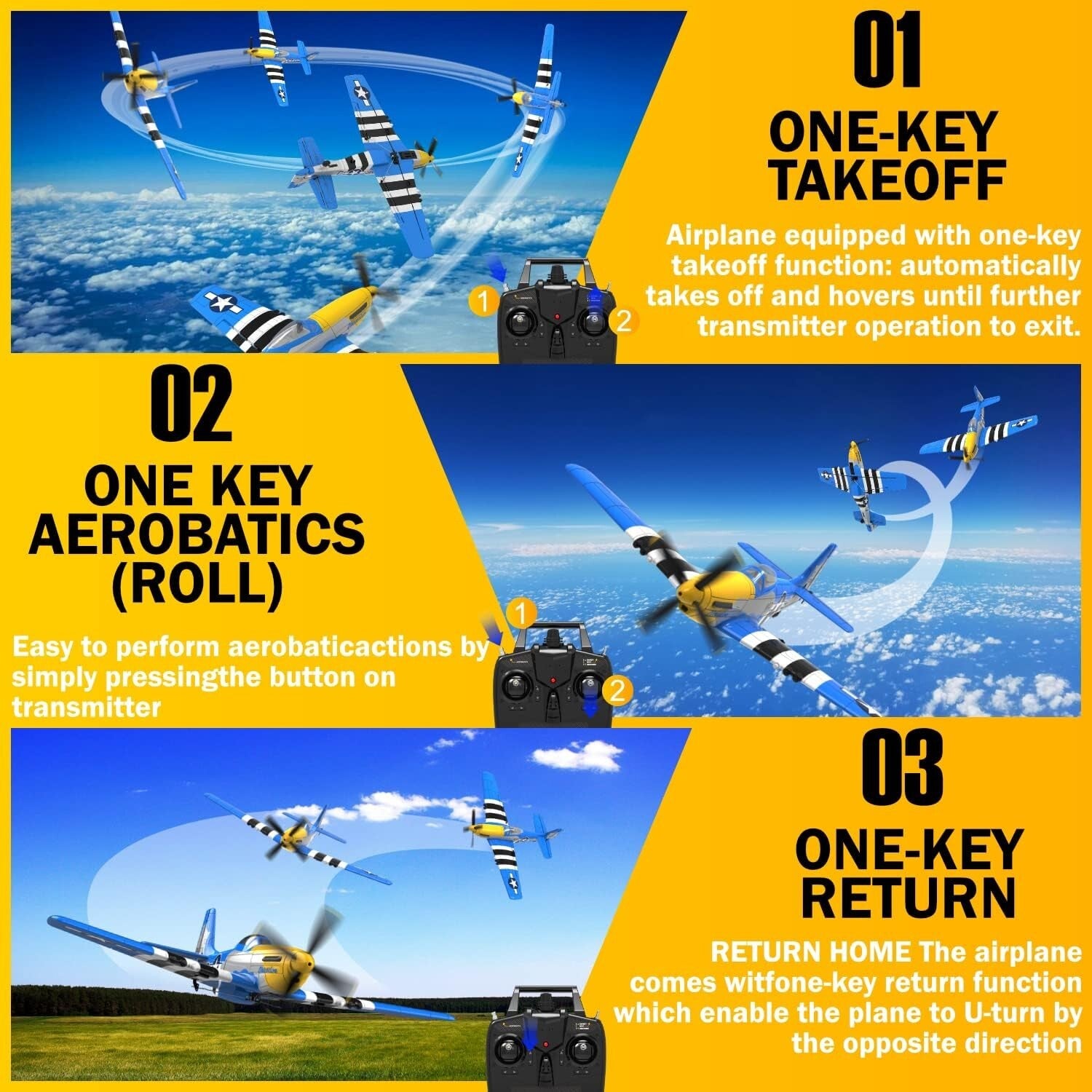 Beginner-Friendly RC Plane with 3 Modes & Stabilization - 12 Minute Flight Time
