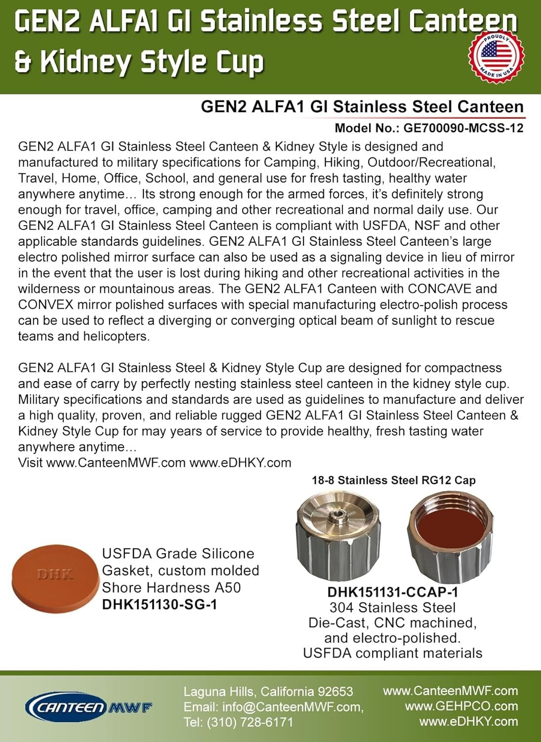 Heavy Duty Stainless Steel Canteen and Cup Set - Perfect for Hiking Adventures