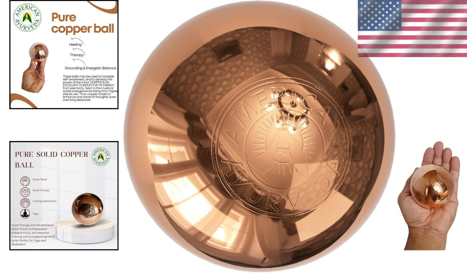 Handmade 10.75 lb Copper Healing Sphere - Perfect for Meditation & Energy Work