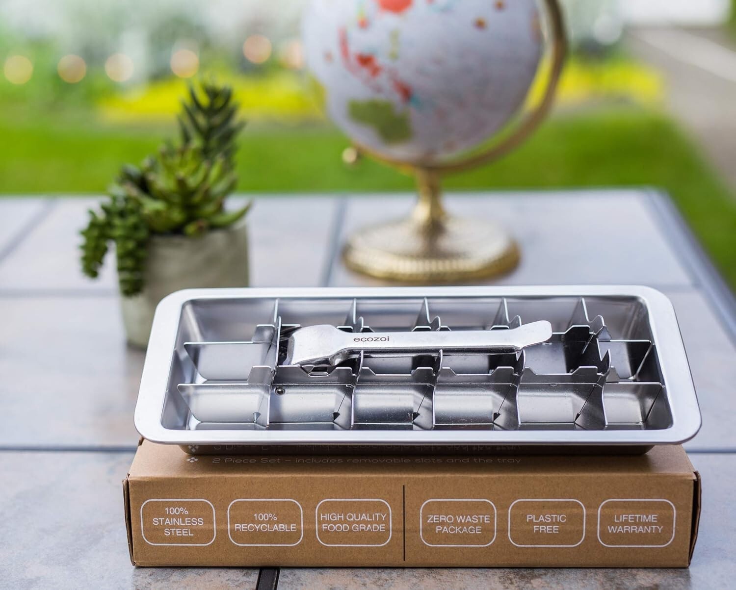 Eco-Friendly Stainless Steel Ice Cube Tray Set - 36 Large Cubes, Easy Release