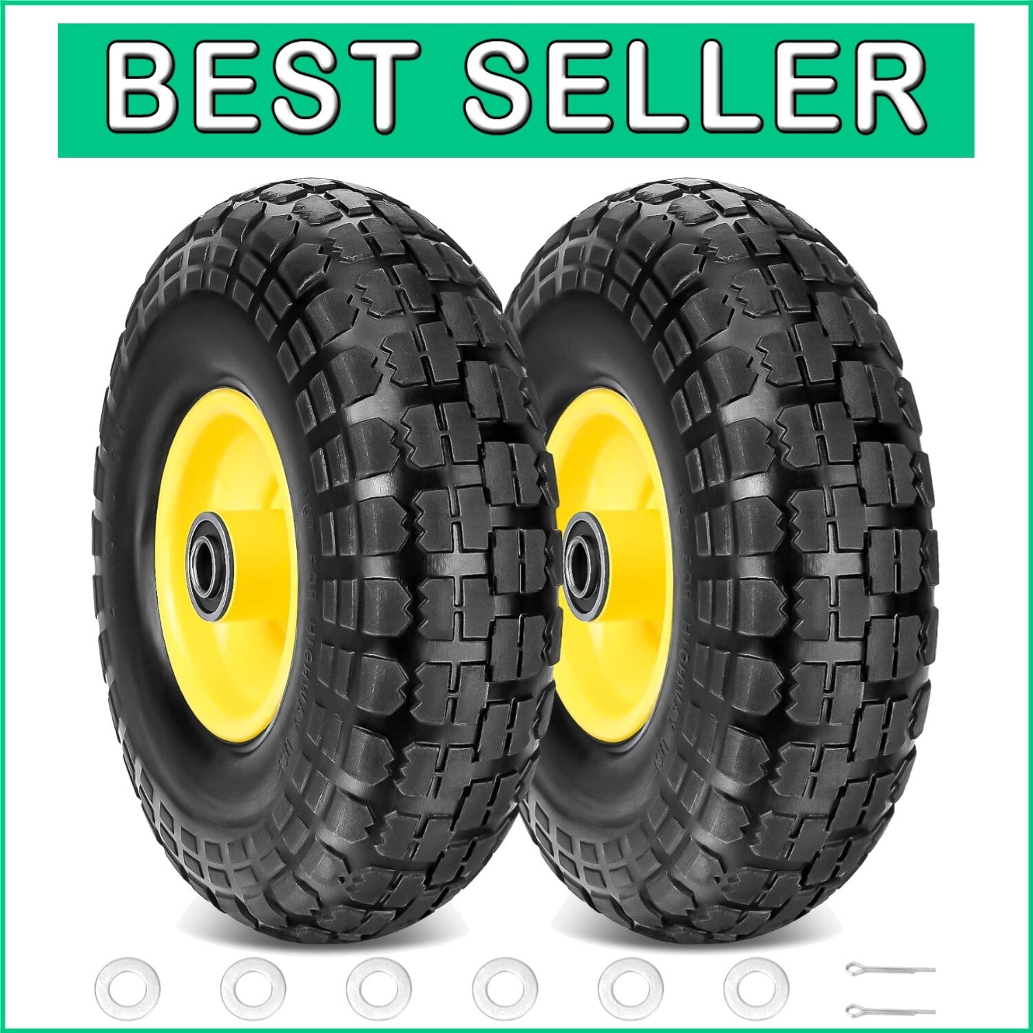 Tough 2 Pack 13" Flat Free Tires – Ideal for All Terrain Use & Smooth Transport