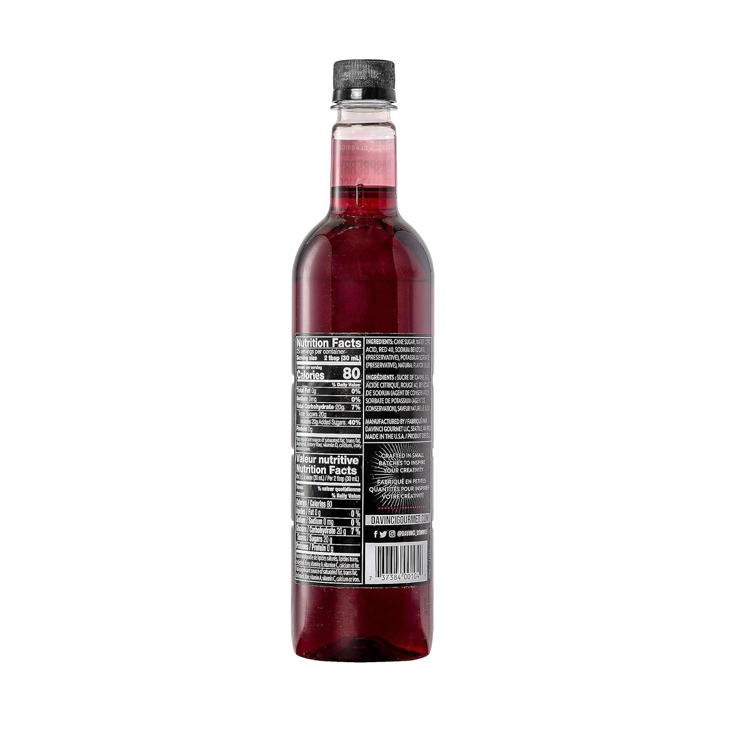 Classic Raspberry Syrup Pack of 4 - 25.4 fl oz Bottles for Gourmet Beverages