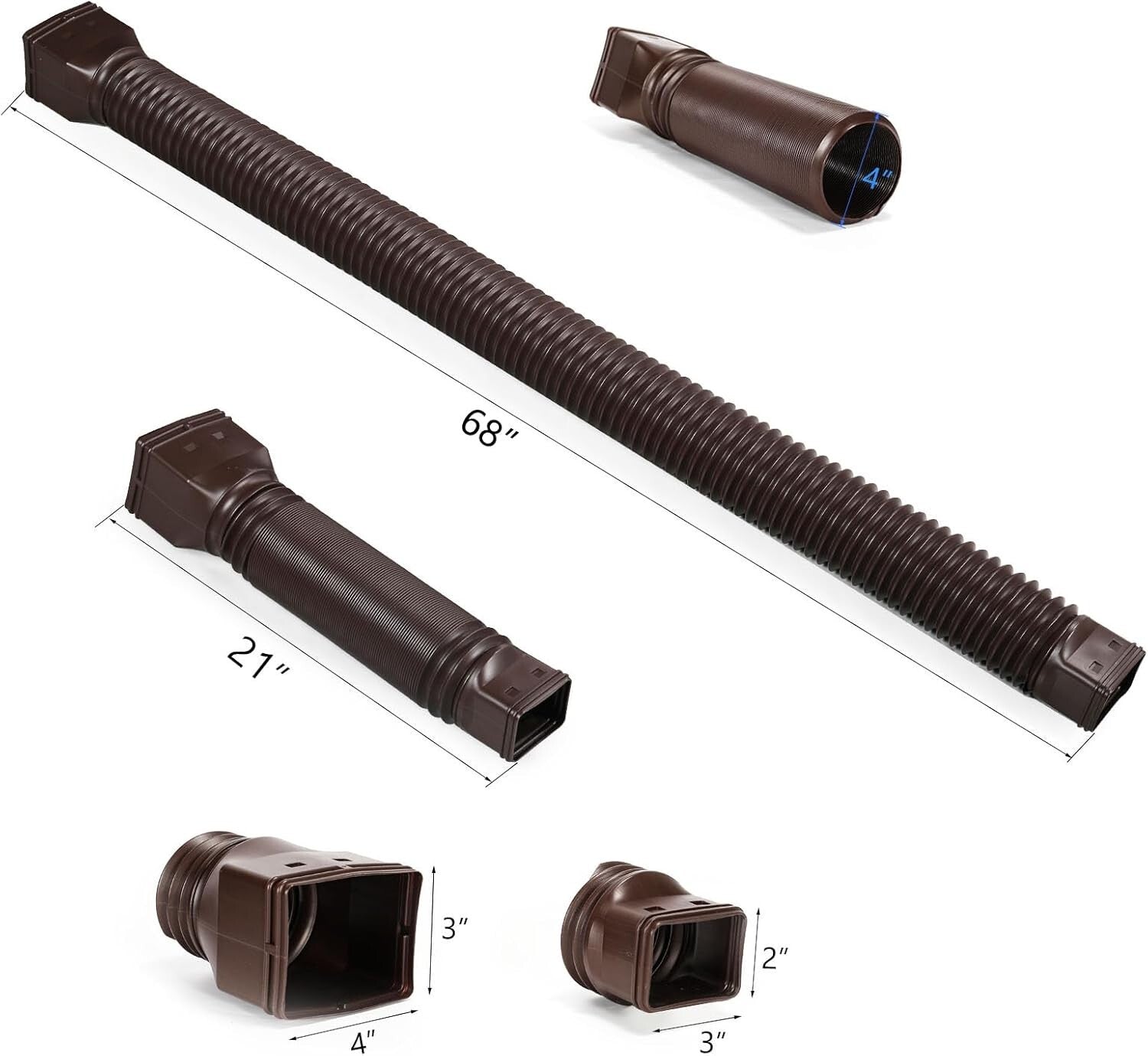 Adjustable 21 to 68 Inches Downspout Extensions for Efficient Rain Drainage