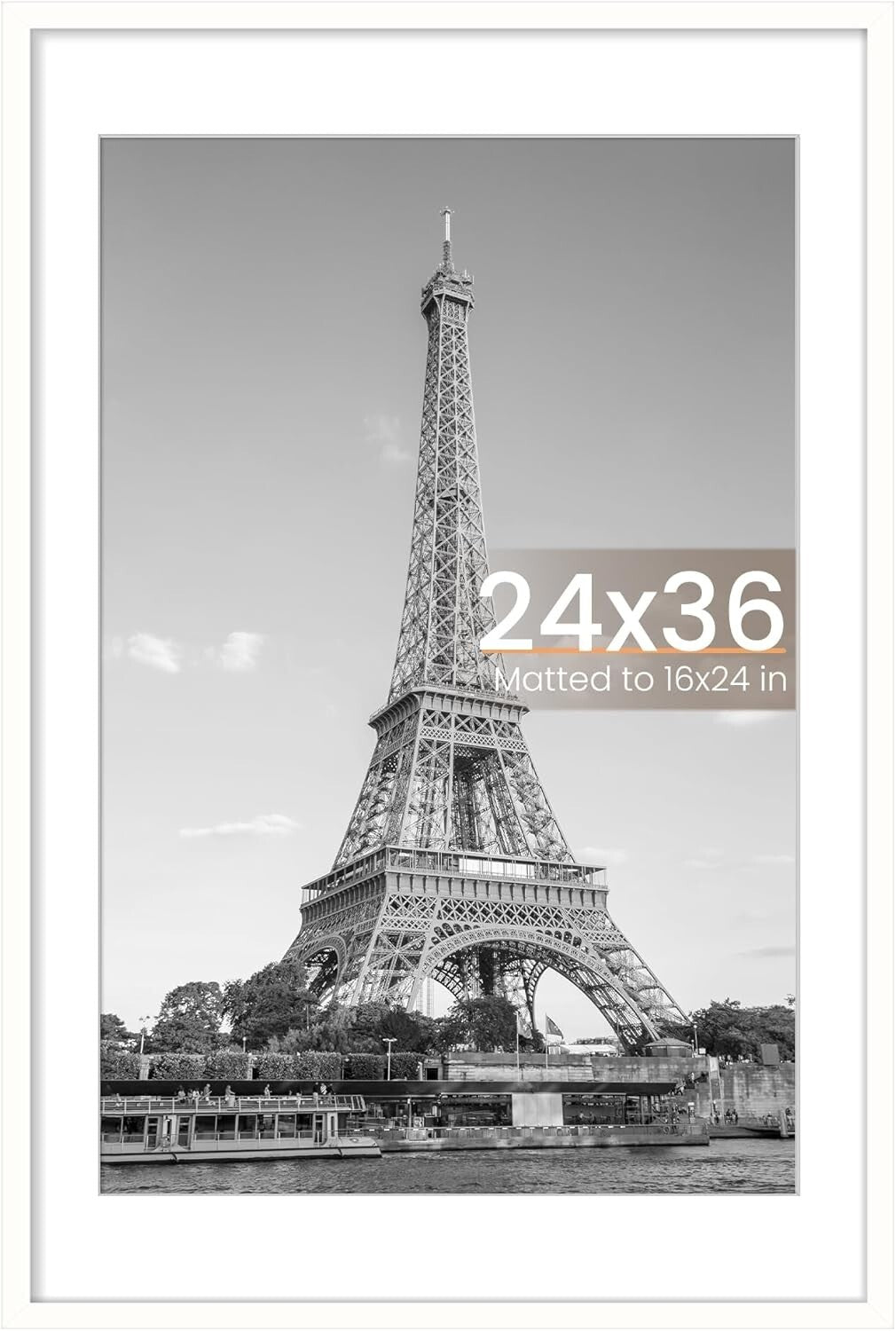 Classic Wall-Mount 24x36 Picture Frame - Durable with Mat for 20x30 Photos