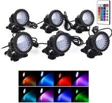 Load image into Gallery viewer, Set of 6 Waterproof RGB Pond Lights – Color Changing LED Spotlights for Outdoor