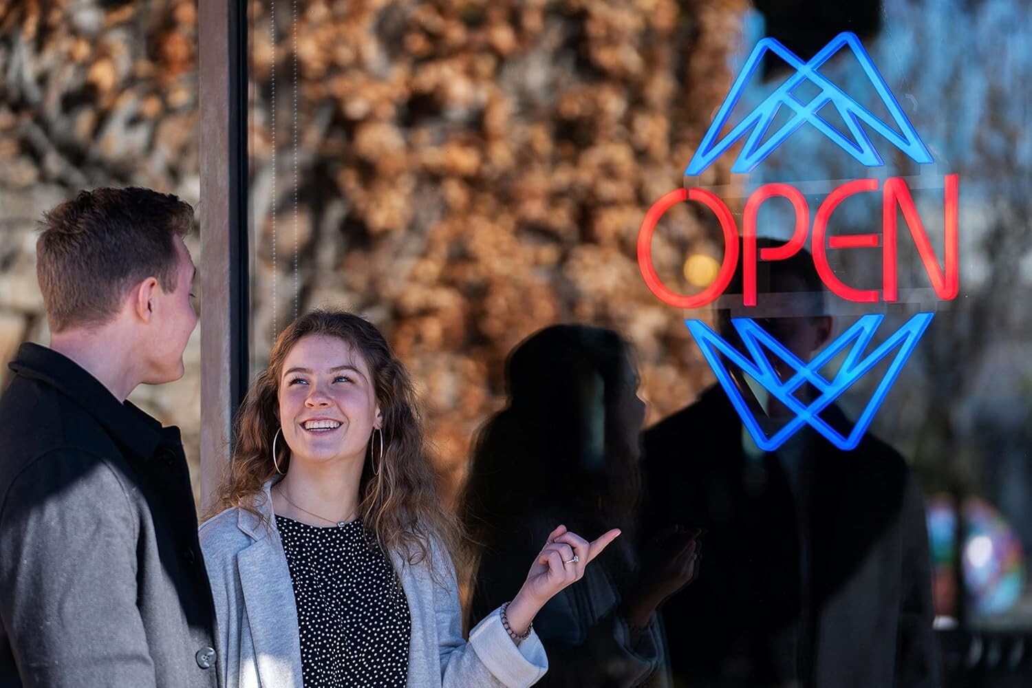 Eye-Catching Wall Mount LED Open Sign - 49 Colors, Bright Visibility Day & Night