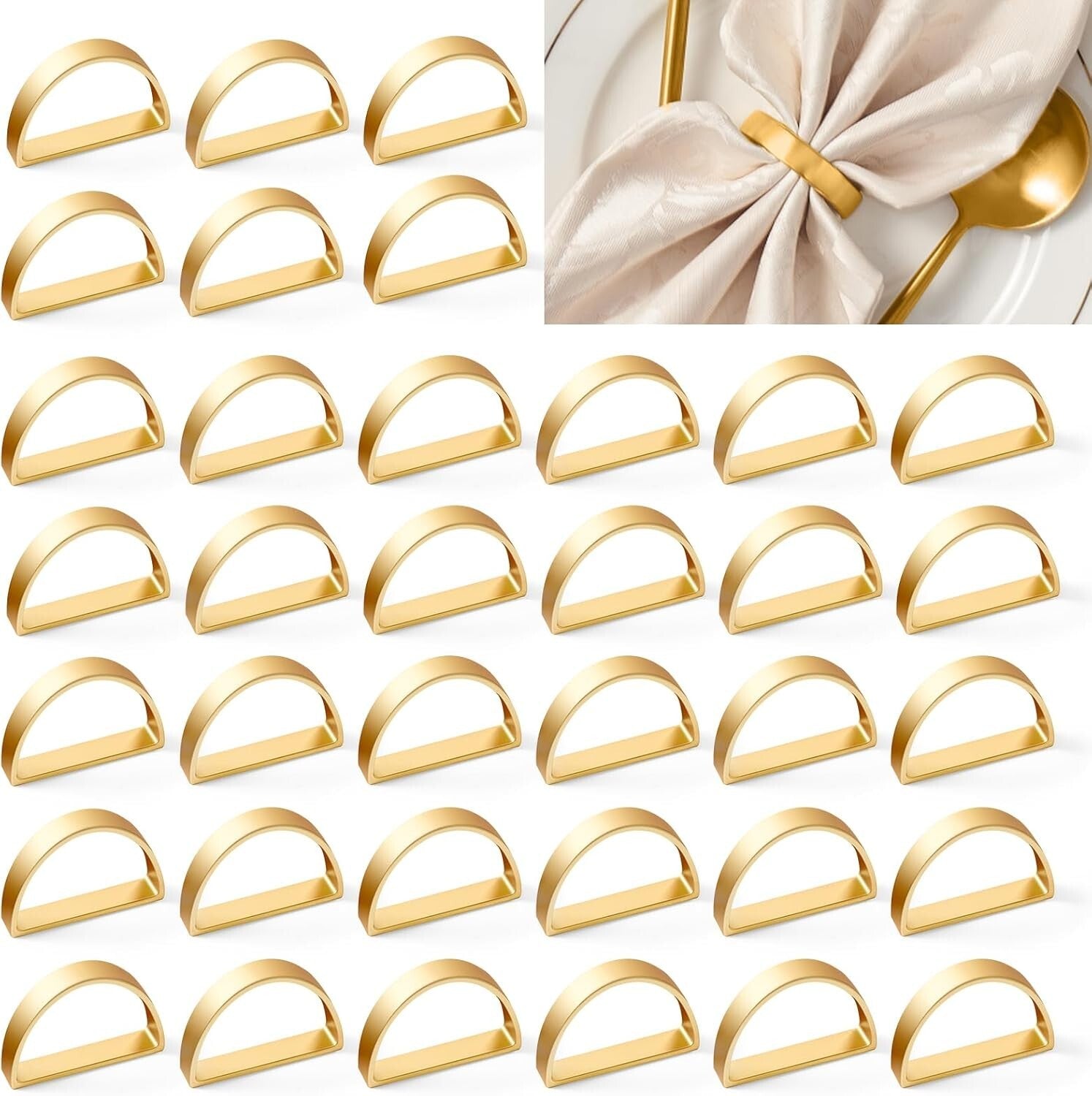 Elegant Gifting - 200 Matte Gold Napkin Rings in Luxe Packaging for Special Days