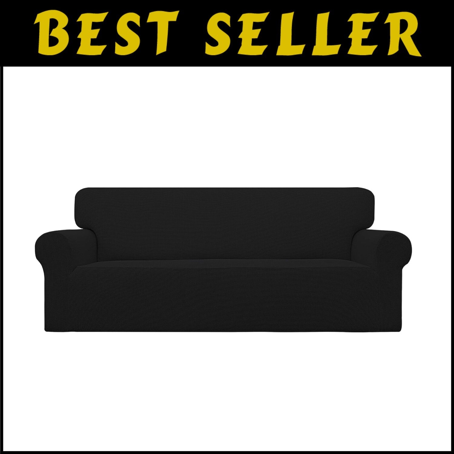 Oversized Stretch Sofa Slipcover in Black - Easy Care for Elegant Living Rooms