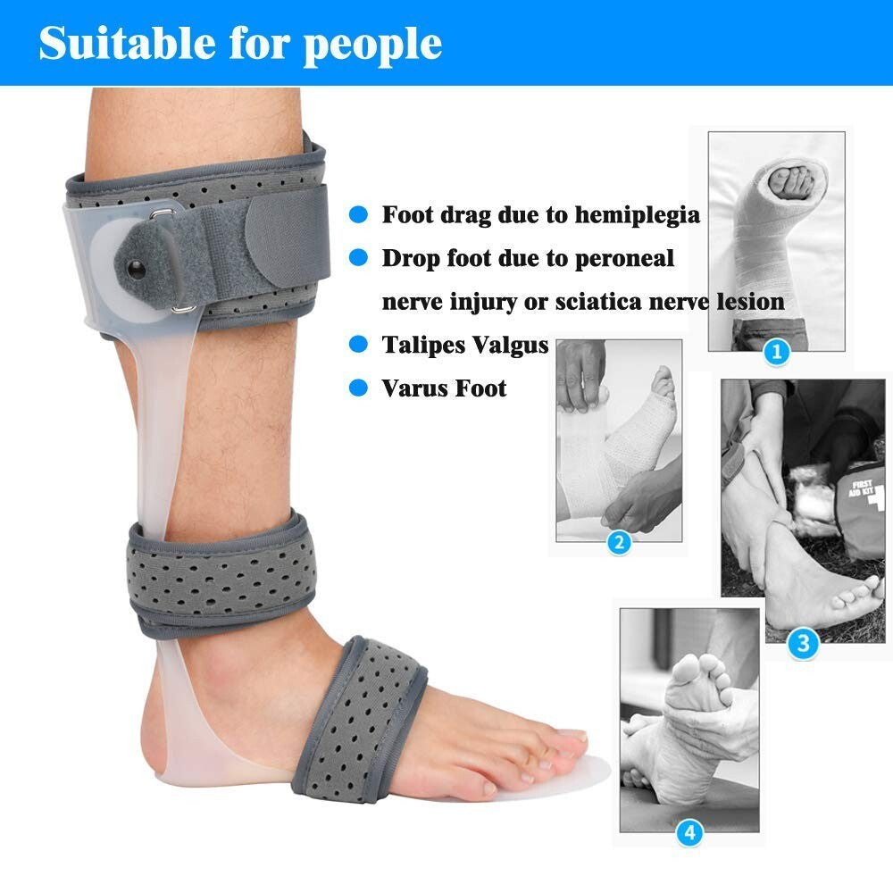 Durable AFO Ankle Foot Orthosis - Adjustable X-Large Drop Foot Support Brace