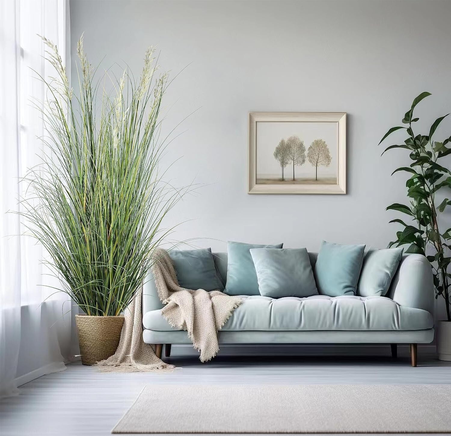 Tall Artificial Grass Plant 71in (Set of 2) in Durable Black Pots for Indoors