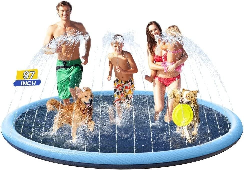 Extra Large 97-Inch Dog Splash Pad - Non-Slip Water Play for Kids & Pets