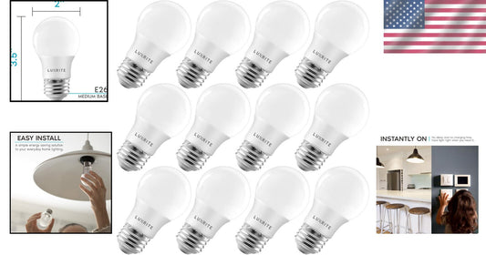 A15 LED Bulbs - Dimmable, Enclosed Rated, 10K Hours, 12 Pack Soft White 3000K