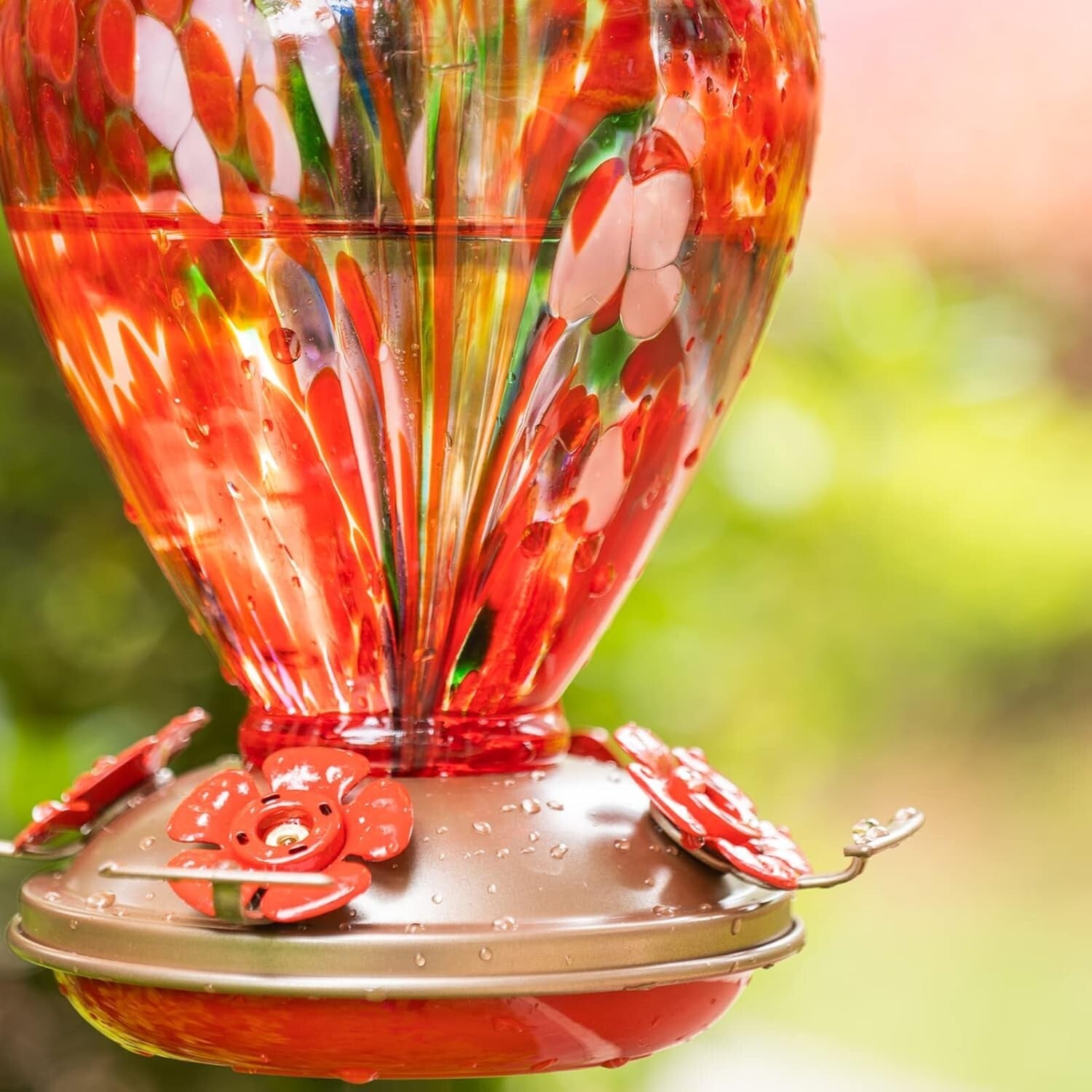 Artistic Hummingbird Feeders - 34oz & 32oz, Ant-Proof, Vibrant Red Design
