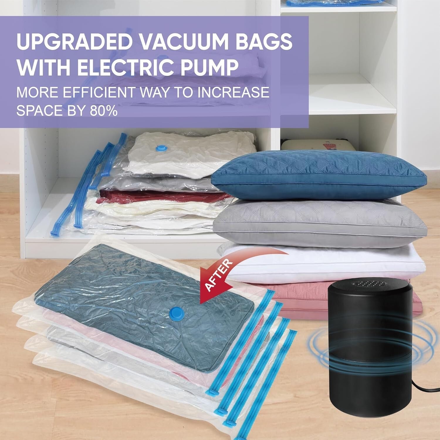 Durable 22 Vacuum Storage Bags with Powerful Electric Pump - Ideal for Moving