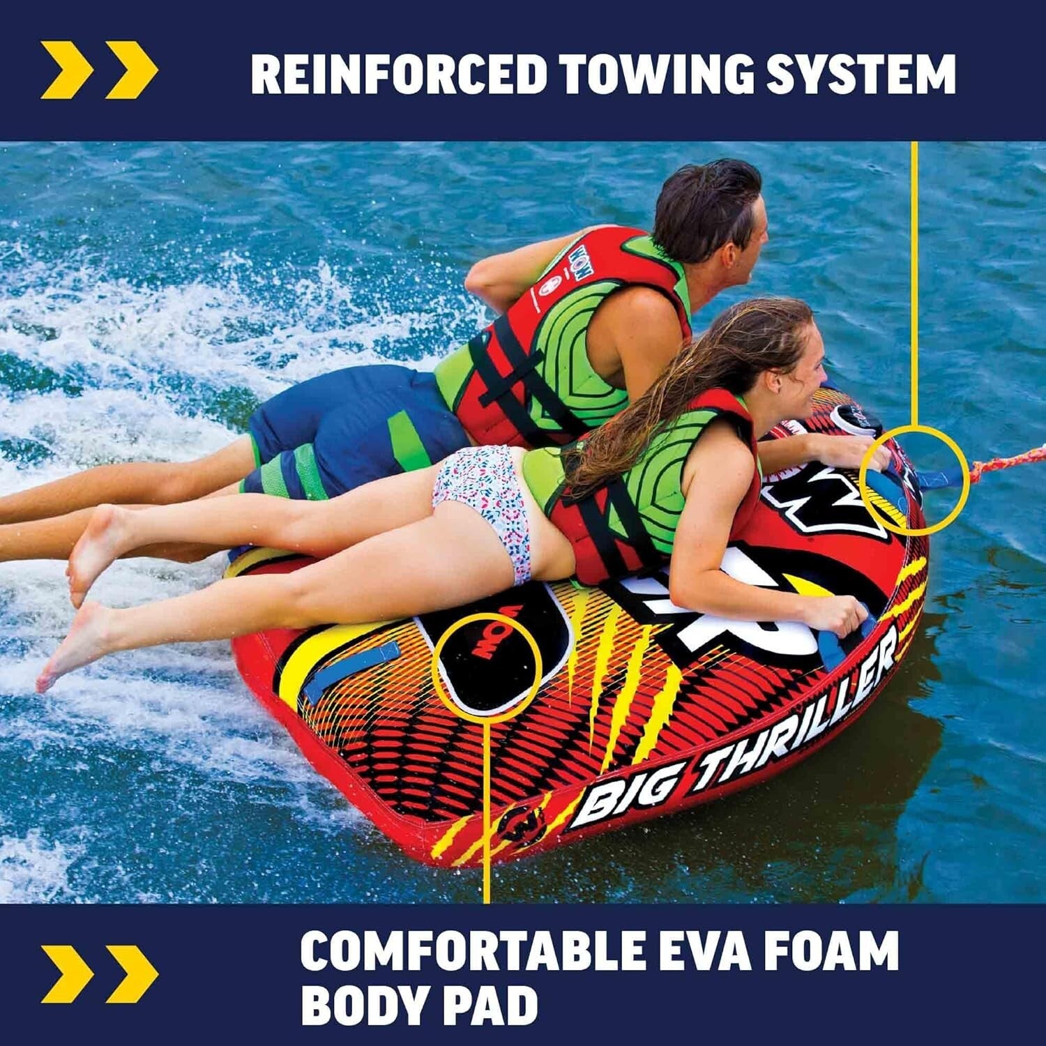 Double Handle Towable Deck Tube for Unforgettable Water Adventures - 1-2 Person