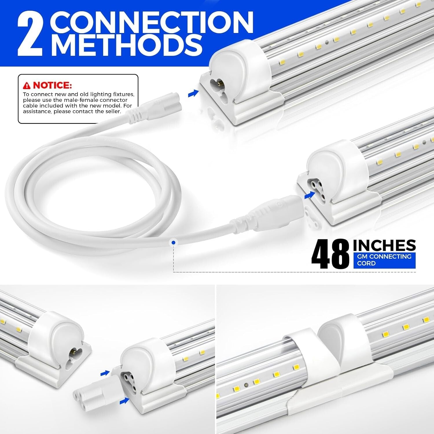 T8 LED Shop Light 6FT, 8500LM, 5000K - Bright Linkable Garage & Workshop Lights