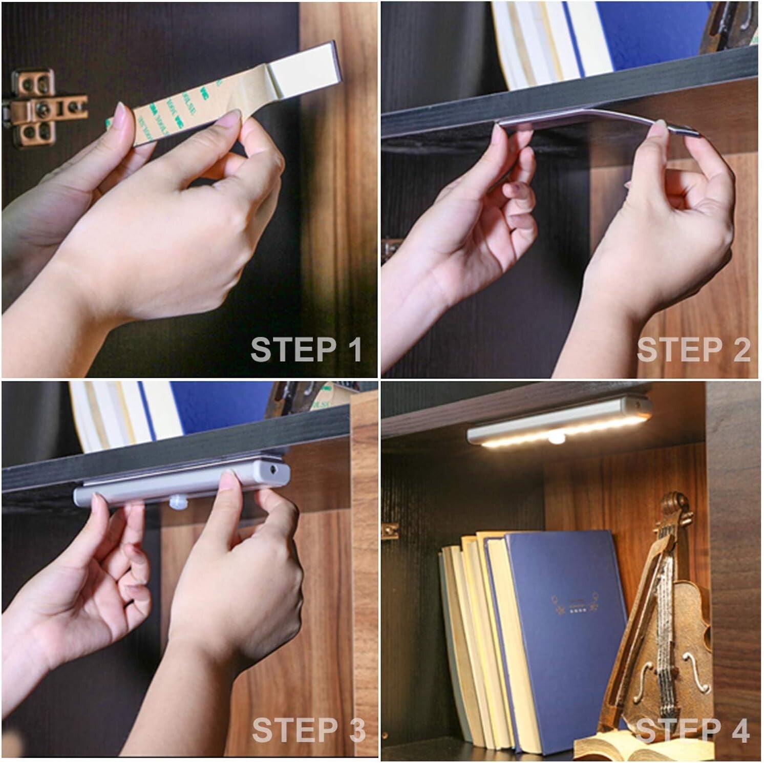 Compact 6-Pack Under Cabinet LED Lights - Remote-Controlled & USB Rechargeable