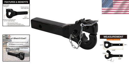 10 TON Pintle Hitch Receiver Hook - Heavy-Duty Forged Steel Towing Solution