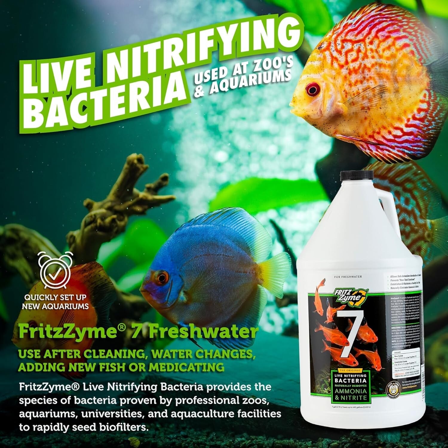 1 Gallon FritzZyme 7 Nitrifying Bacteria - Safe Ammonia & Nitrite Reduction