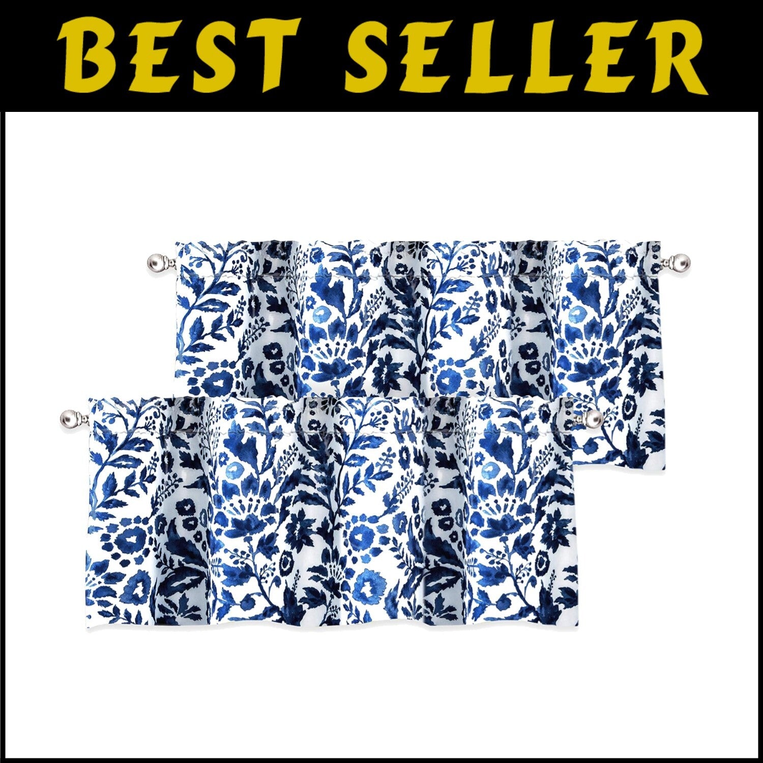 Stylish Watercolor Blooming Flower Valance – 52"W by 18"L Insulated Pair