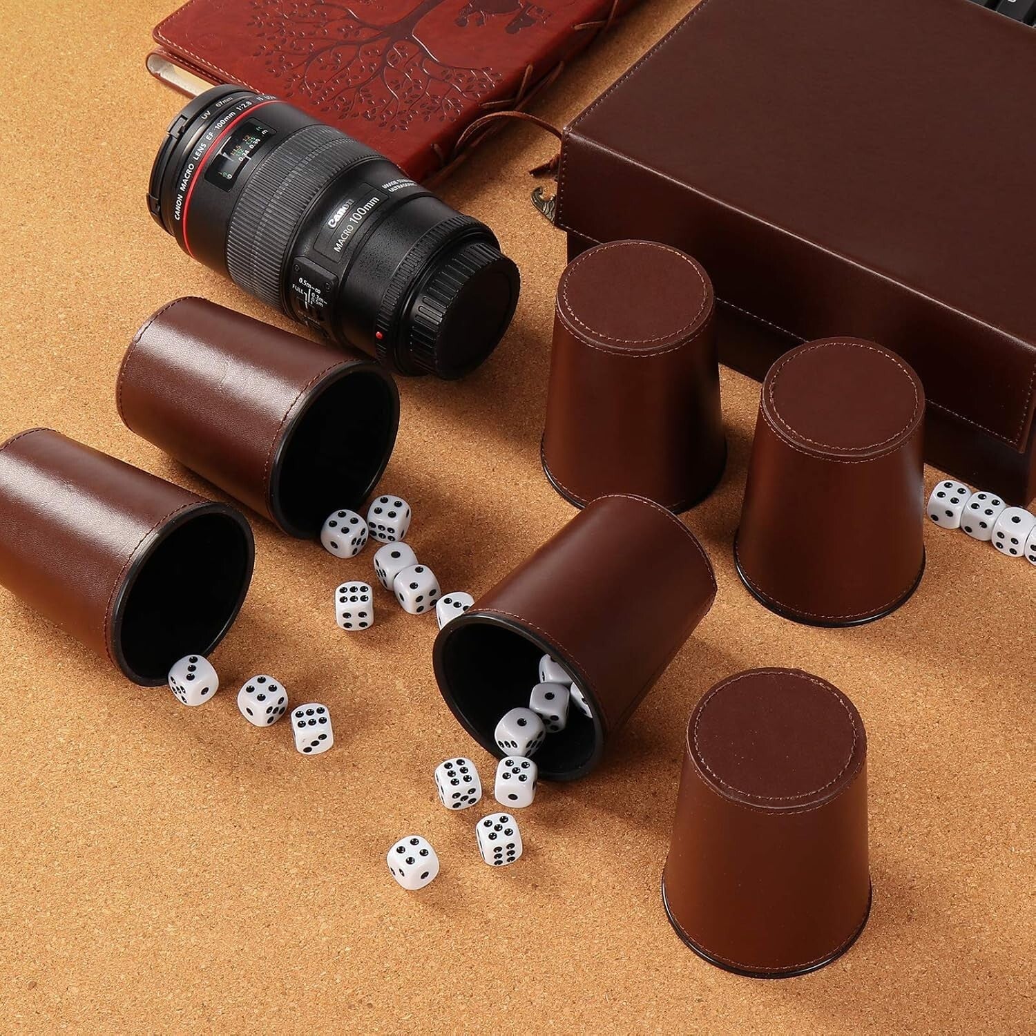 Ultimate Leather Dice Cup & Dice Collection: Elegant Case for Travel & Storage