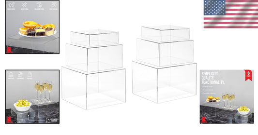 Elegant Crystal Clear Acrylic Cube Risers - Perfect for Home or Office Display