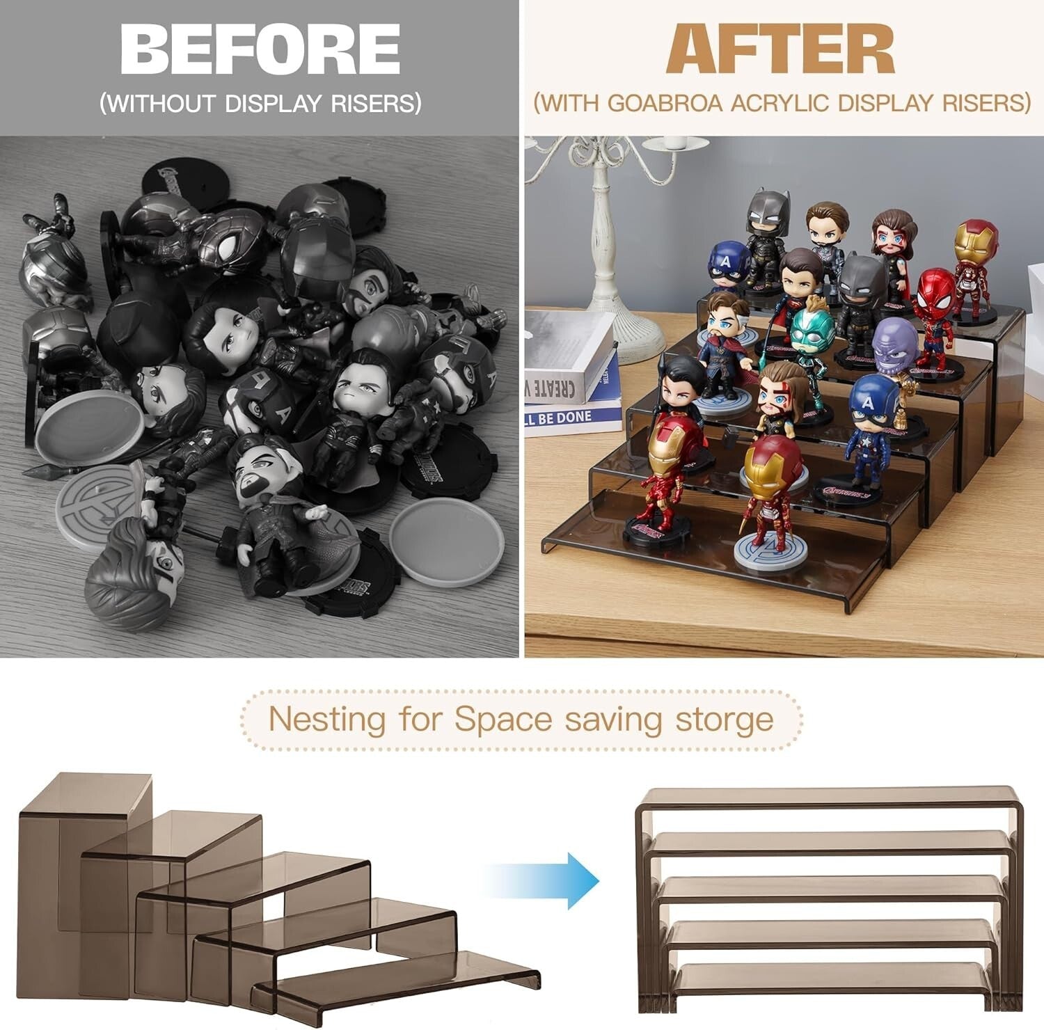 10 Durable Rectangular Acrylic Risers with Crystal-Clear Visibility for Displays