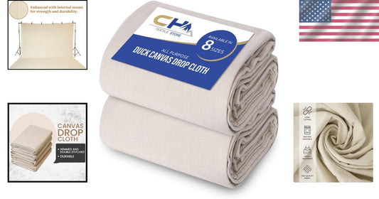 9' x 12' Canvas Drop Cloth Pack of 2 - Heavy-Duty Protection for DIY Projects