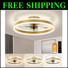 Load image into Gallery viewer, Modern 6-Speed Low Profile Ceiling Fan with LED Lights &amp; Dual Memory Function