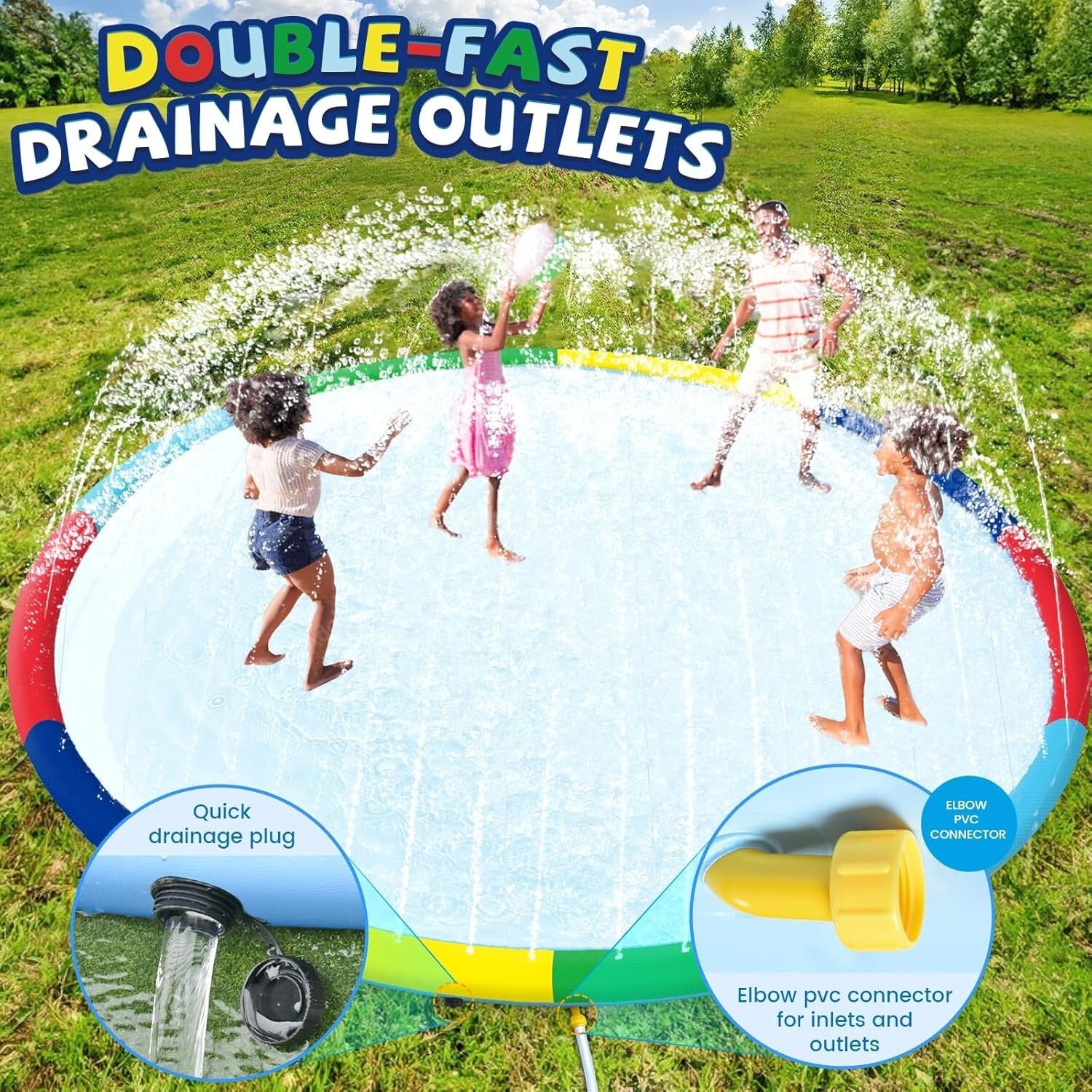 Oversized 16ft Baby Splash Pad with Customizable Water Spray for Summer Play