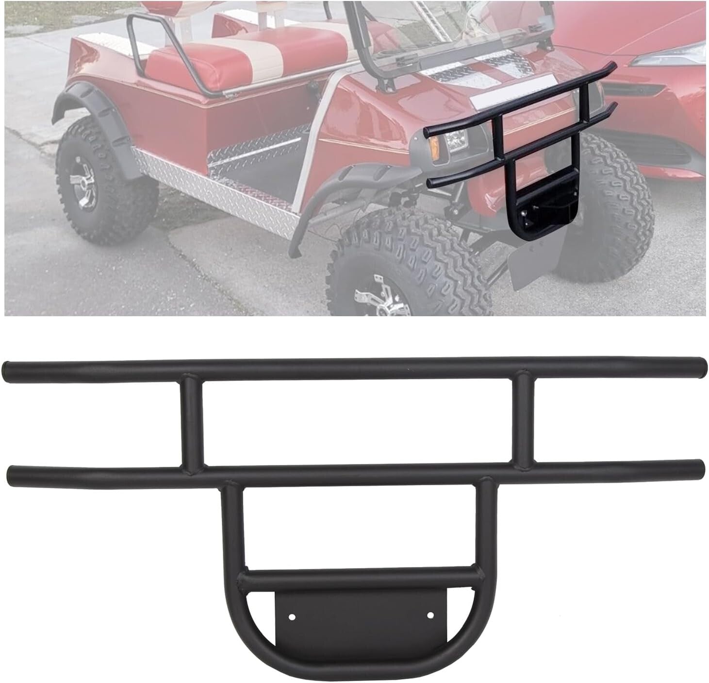 Sleek Matte Black Brush Guard for Club Car DS - Durable Steel Front Bumper