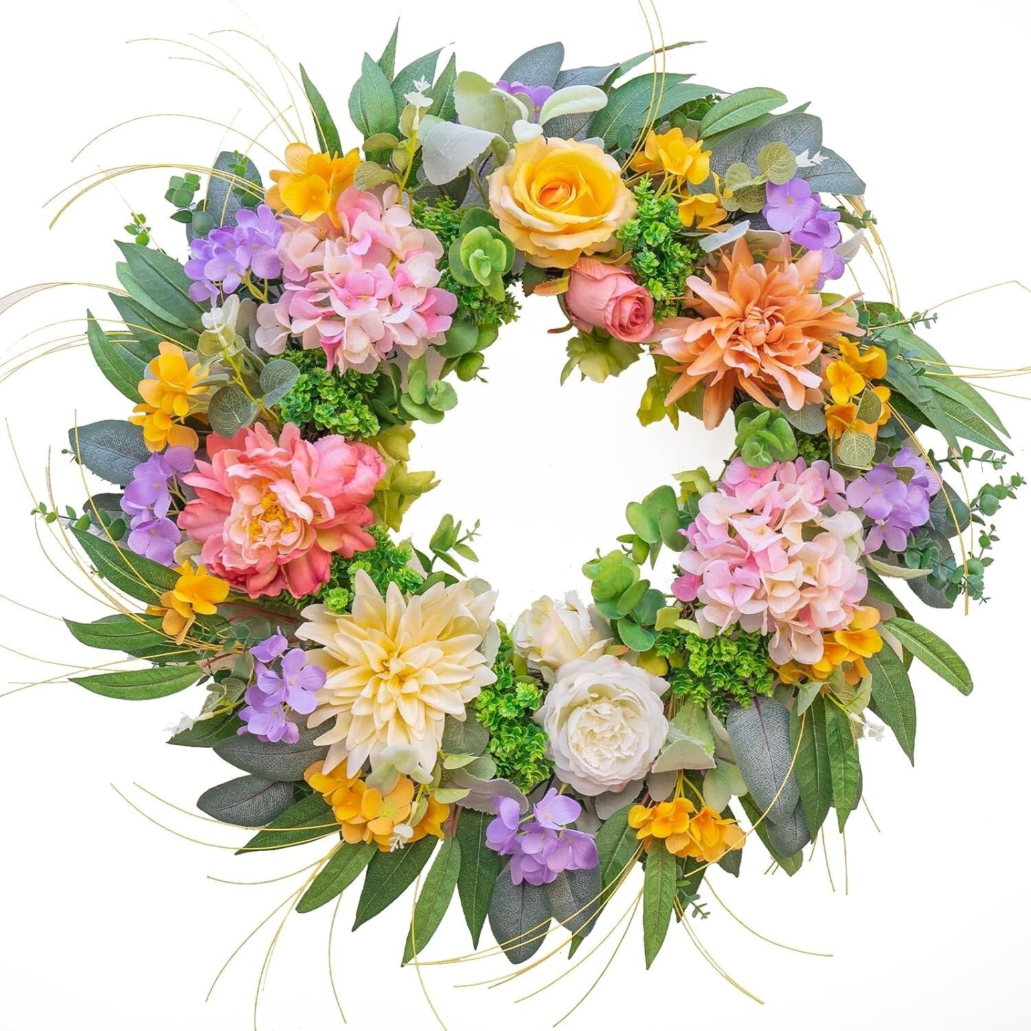 Charming 24" Round Hydrangea Wreath - Perfect for Home Porch or Window Display