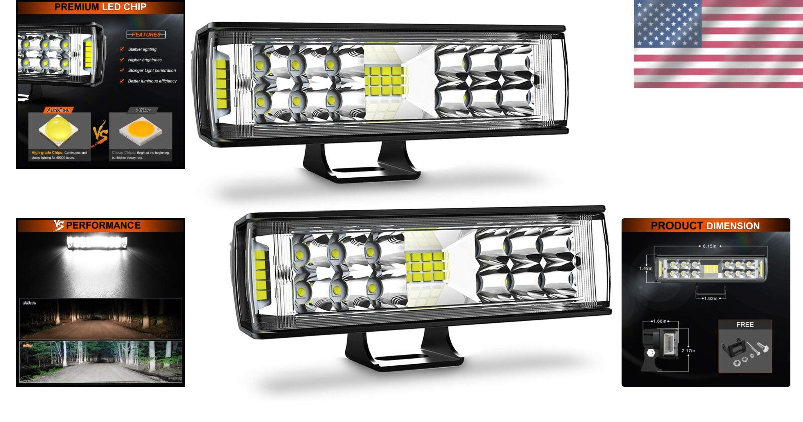 7-Inch LED Light Bar - 5500LM Waterproof Spotlights for Off-Road Adventures