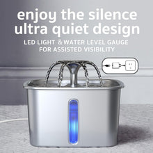 Load image into Gallery viewer, Hygienic 95oz Stainless Steel Cat Water Fountain with Light &amp; Filters Included