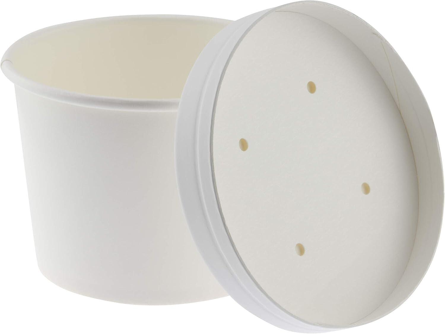 50-Pack 16oz Disposable White Paper Soup Bowls with Vented Lids - Leak-Resistant