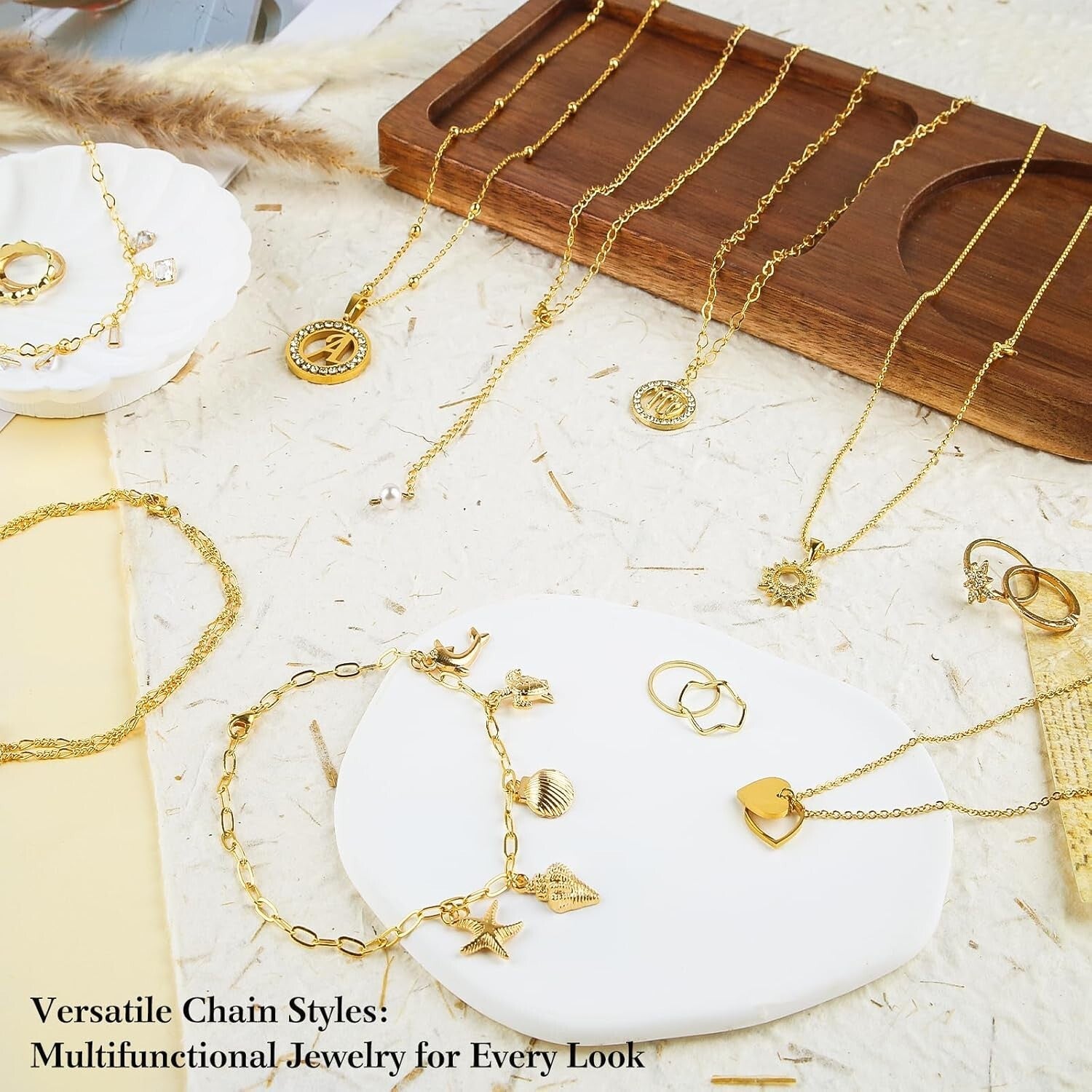 Versatile DIY Jewelry Making Kit - 52.5 Feet of 18k Gold Chains & Accessories