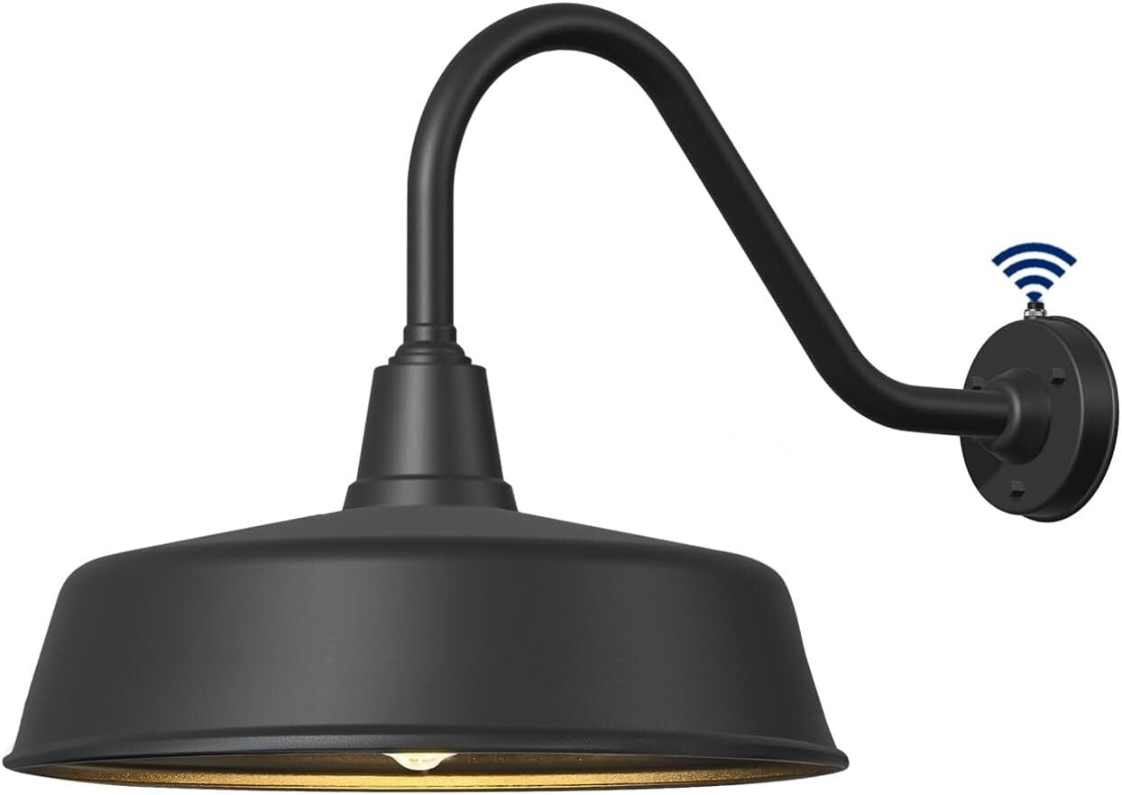 Durable 15" Waterproof Gooseneck Barn Light with Remote and Touch Control