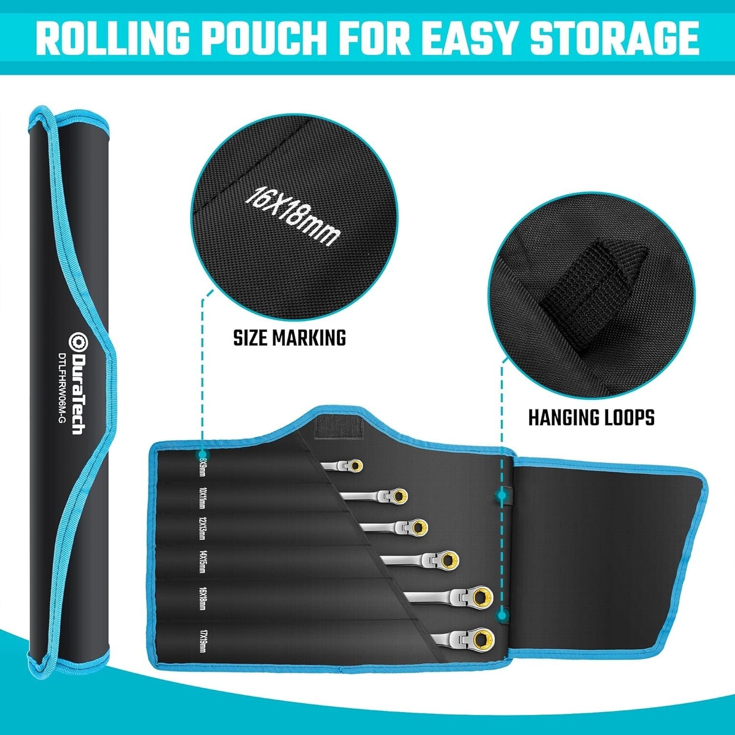 Extra Long Anti-Slip Flex-Head Ratcheting Wrench Set - 6-Piece Metric CR-V Steel