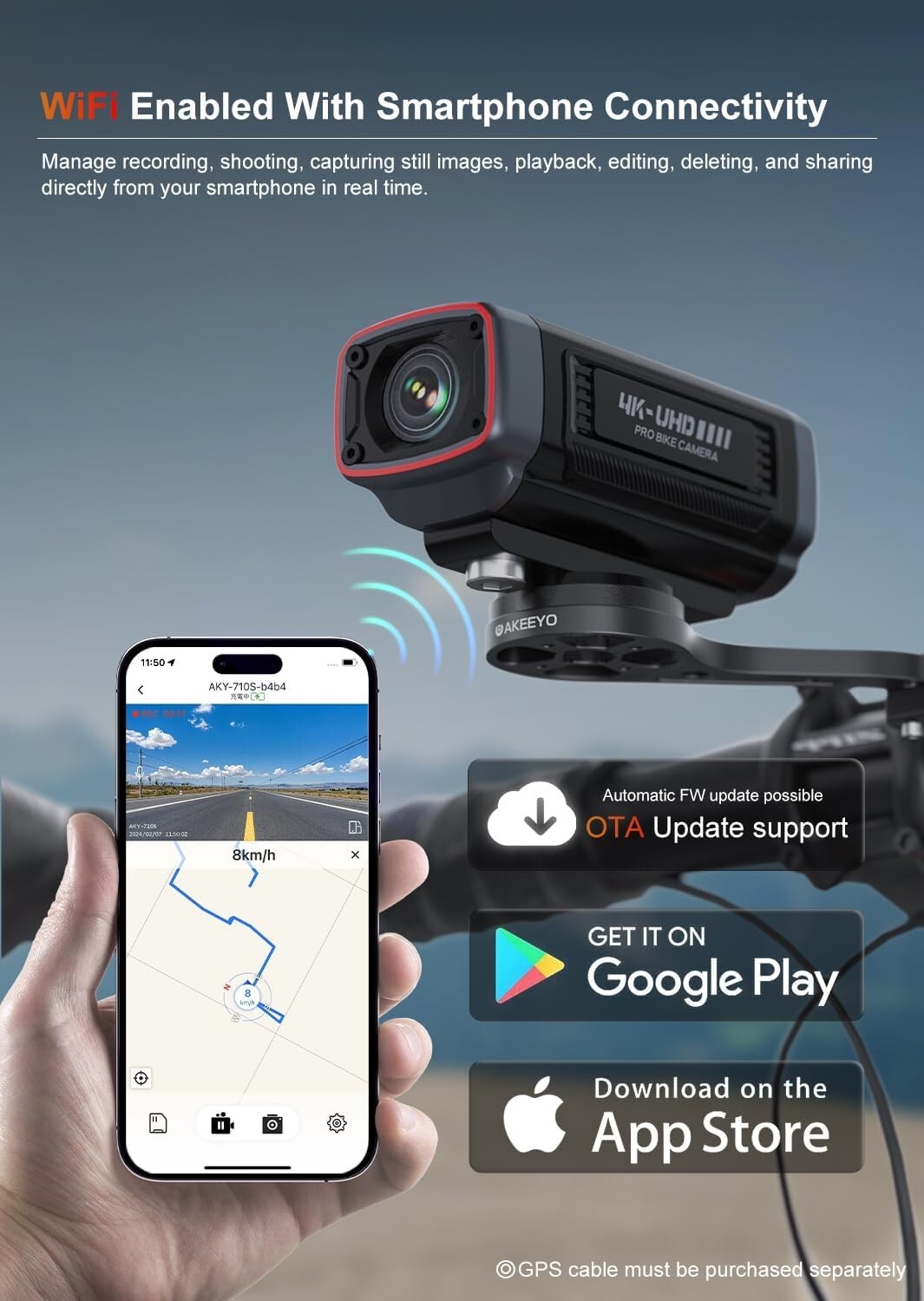 4K Wide-Angle Bike Dash Cam with Parking Monitor & Reliable Battery Performance