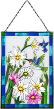 Load image into Gallery viewer, Vibrant Stained Glass Window Hanging, Hummingbird Art Decor, 15 x 10 Inches
