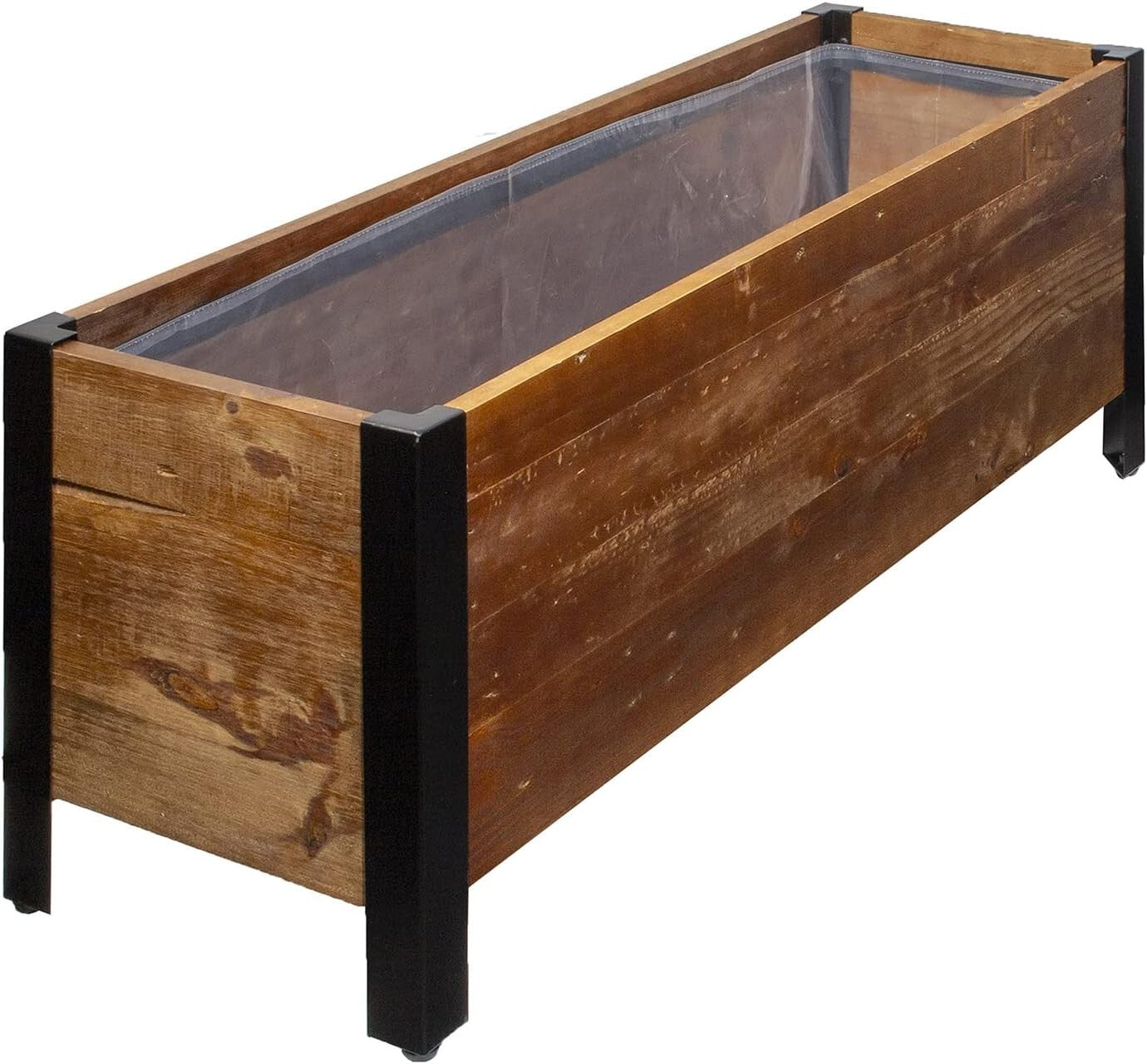 Eco-Friendly Recycled Wood Rectangular Garden Planter - 37 x 13 x 15 Inches