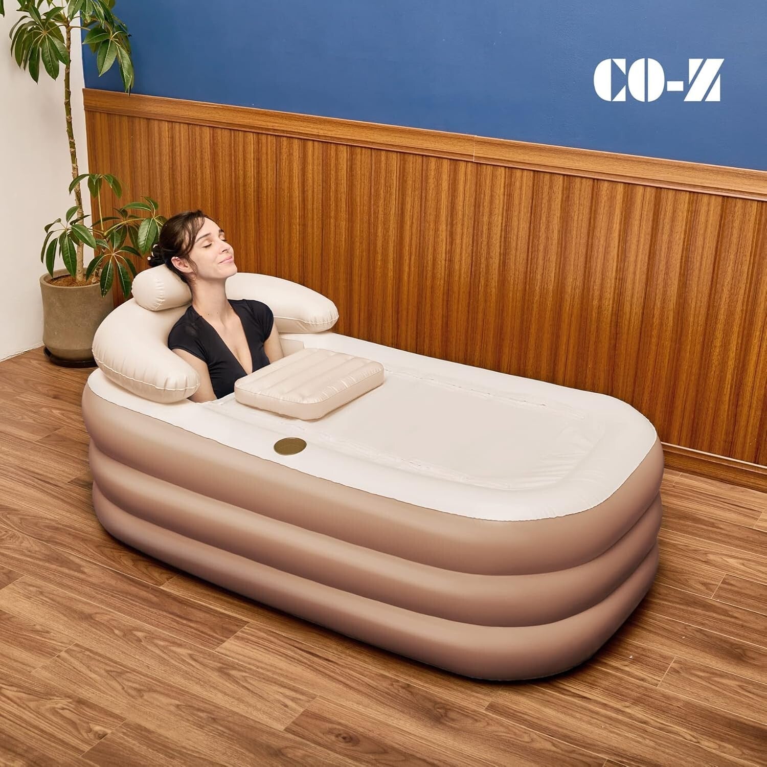 Portable Inflatable Bathtub with Electric Pump & Pillow - Indoor/Outdoor Spa