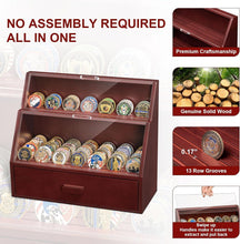 Load image into Gallery viewer, Solid Wood Coin Display Case - Holds 100 Military Medals, No Assembly Required
