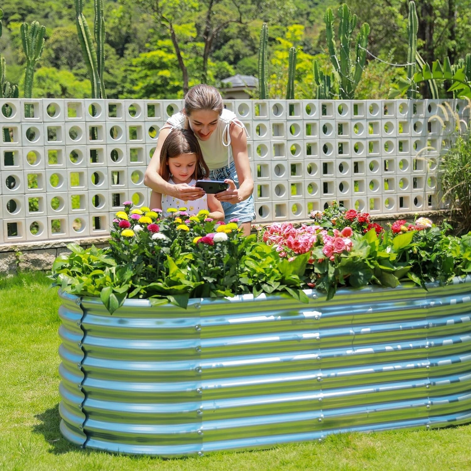6×3×2ft Galvanized Raised Garden Bed - Durable Oval Planter for Vegetables