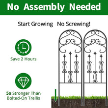 Load image into Gallery viewer, No-Assembly Required Black Metal Garden Trellis - Perfect for Outdoor Spaces