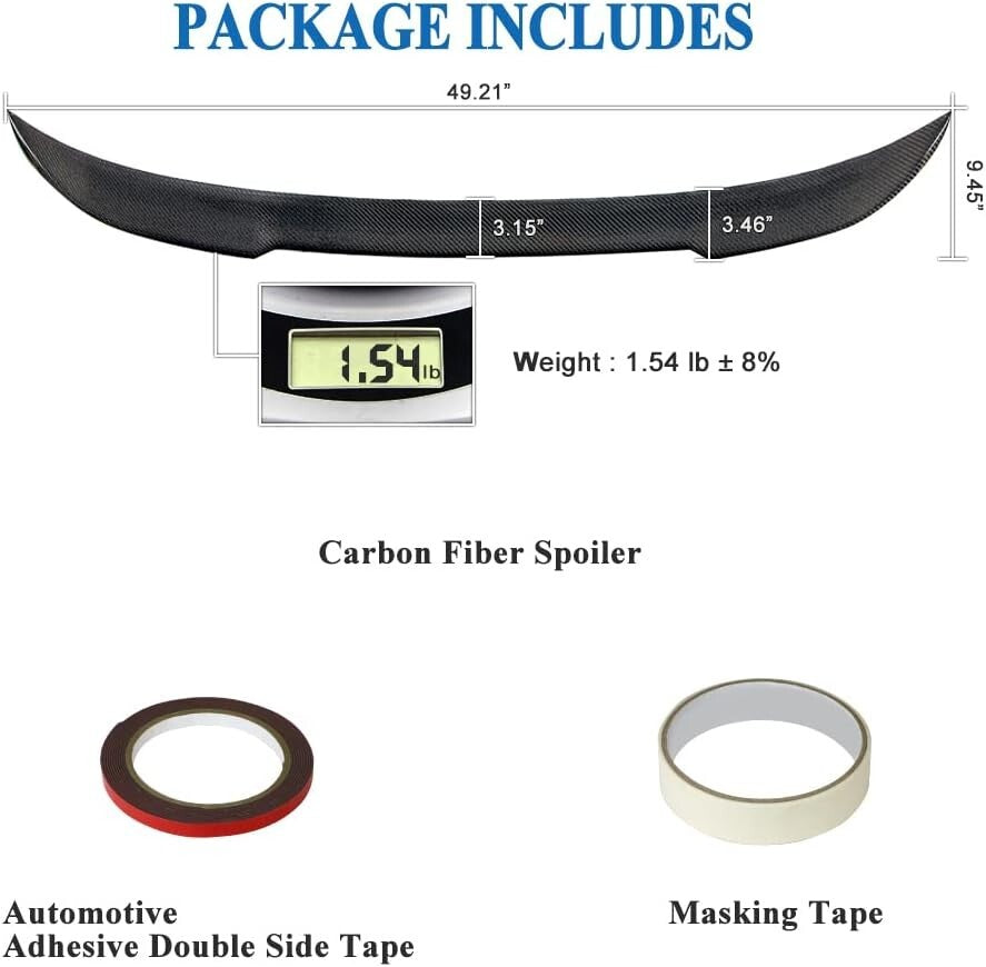 Easy Install Carbon Fiber Trunk Spoiler for 2013-2018 BMW F30 Sedan & F80 M3