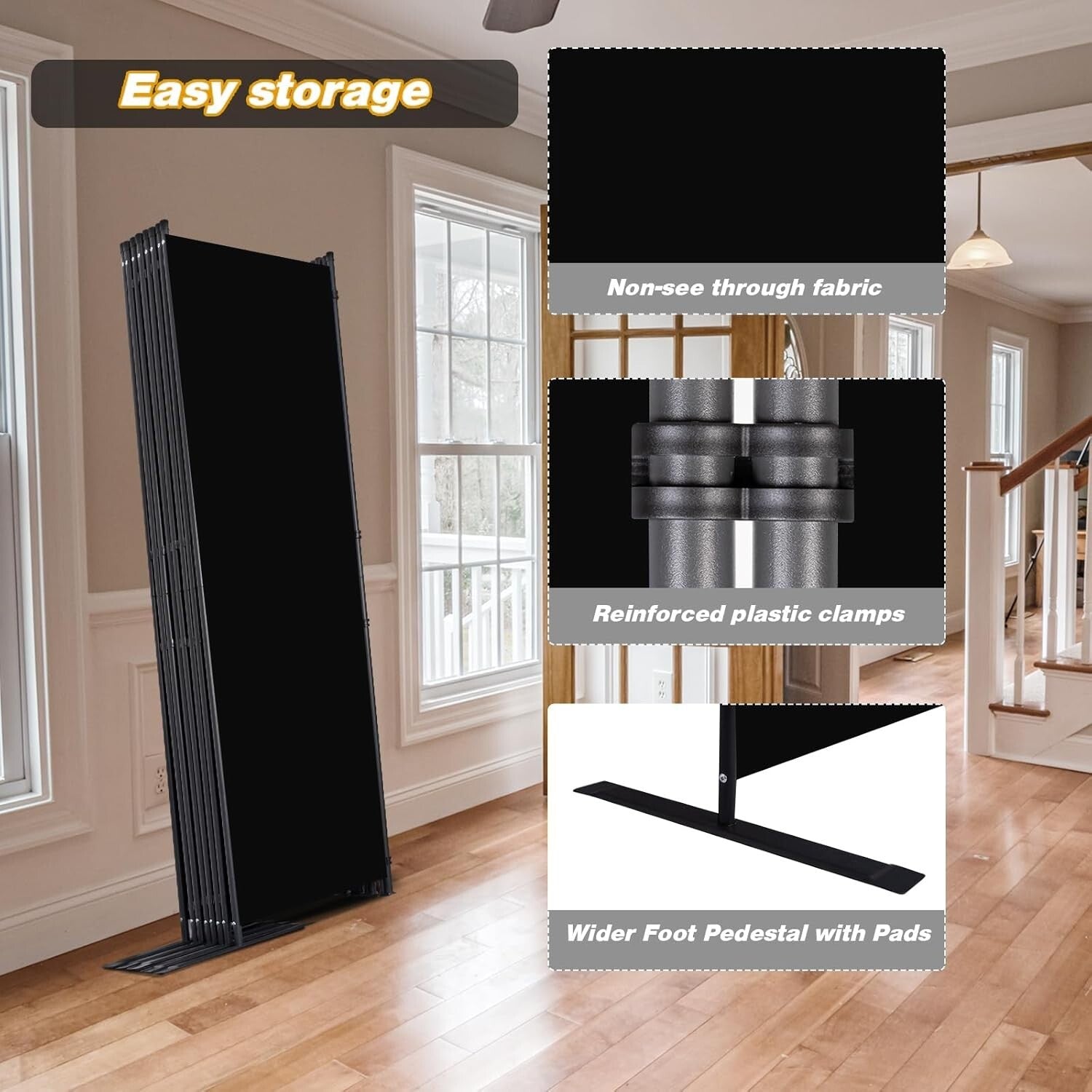 Freestanding 8 Panel Folding Privacy Screen with Stable Support Feet - 176" Wide