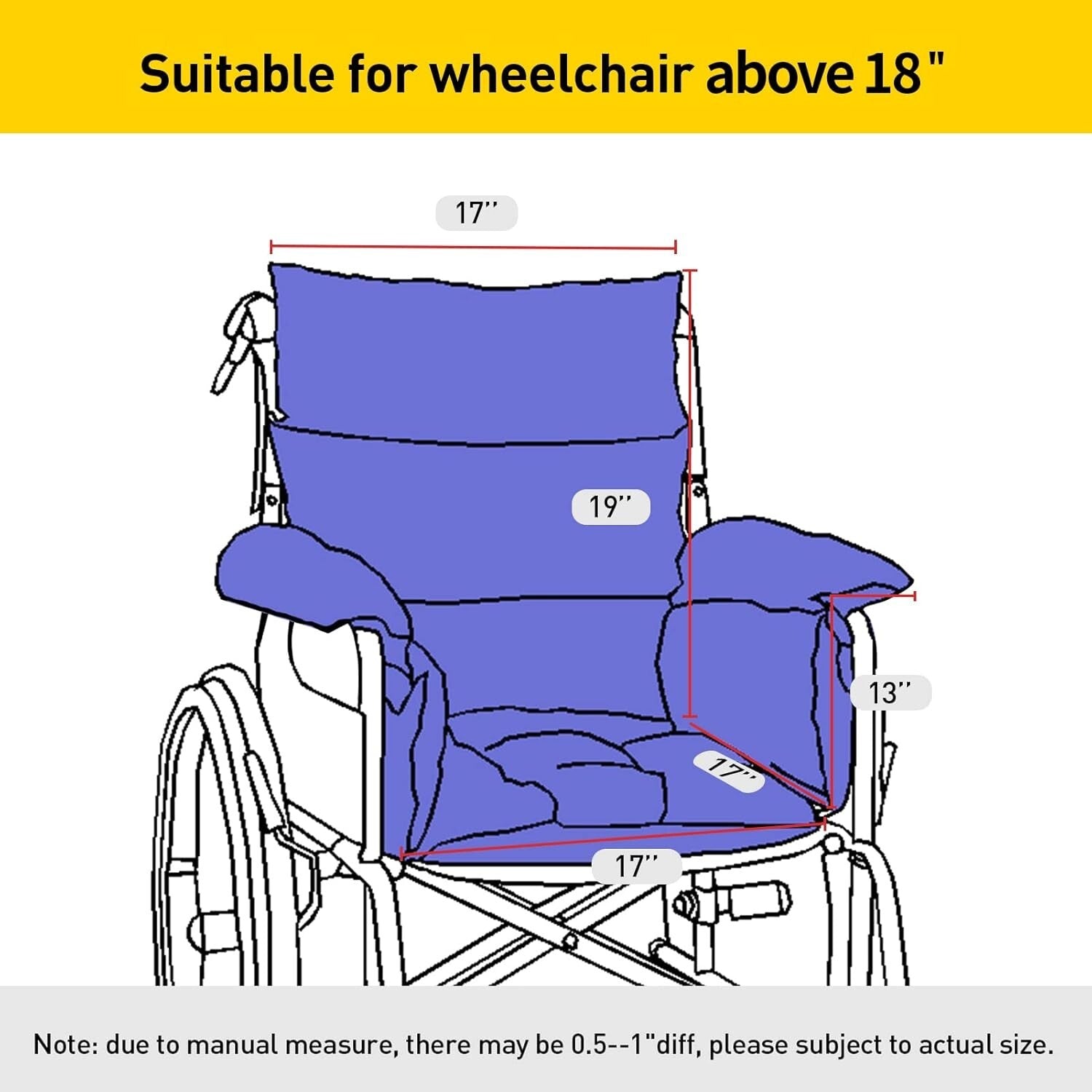 Non-Slip Wheelchair Cushion & Armrests, Ideal for Seniors' Comfort - Blue