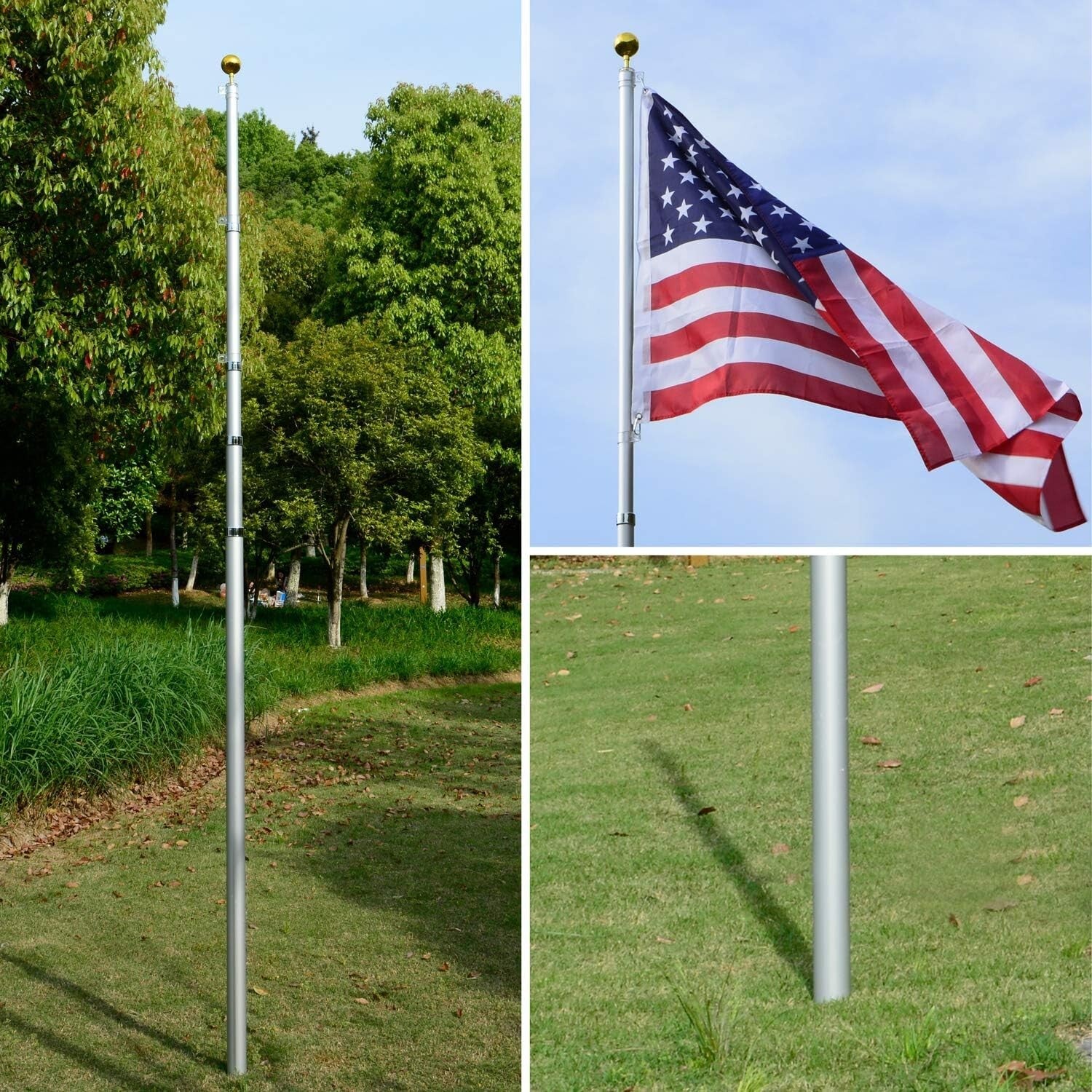 Versatile 14 Gauge Flag Pole Kit with Easy Unlocking and Reinforced Stability