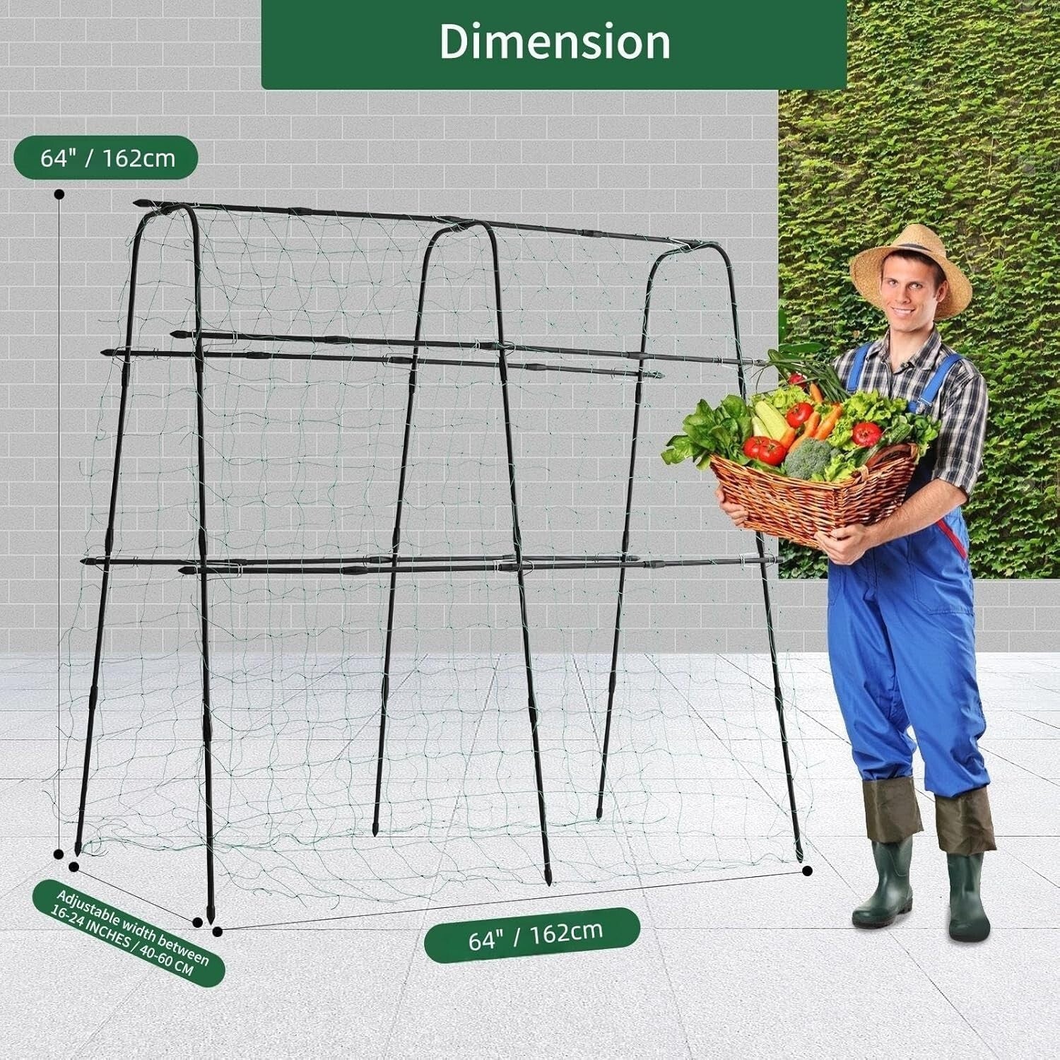 Elegant 5.3 FT Garden Cucumber Trellis with Easy Assembly - Supports Heavy Vines